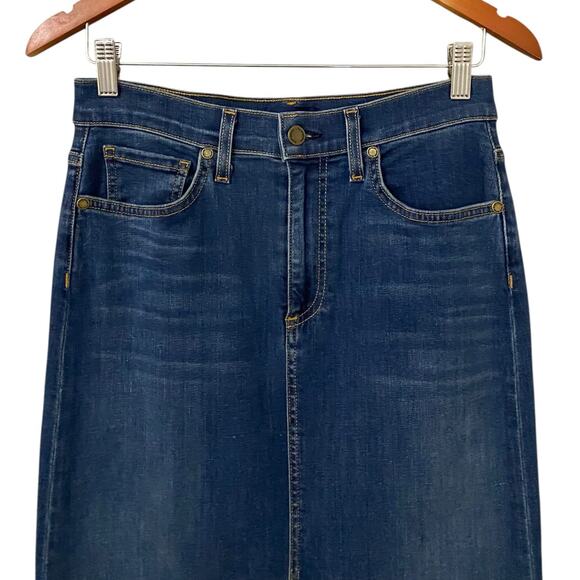 Ramy Brook Madalyn Denim Maxi Skirt US 29 Blue Jean Front Slit Western Preppy - Picture 5 of 12